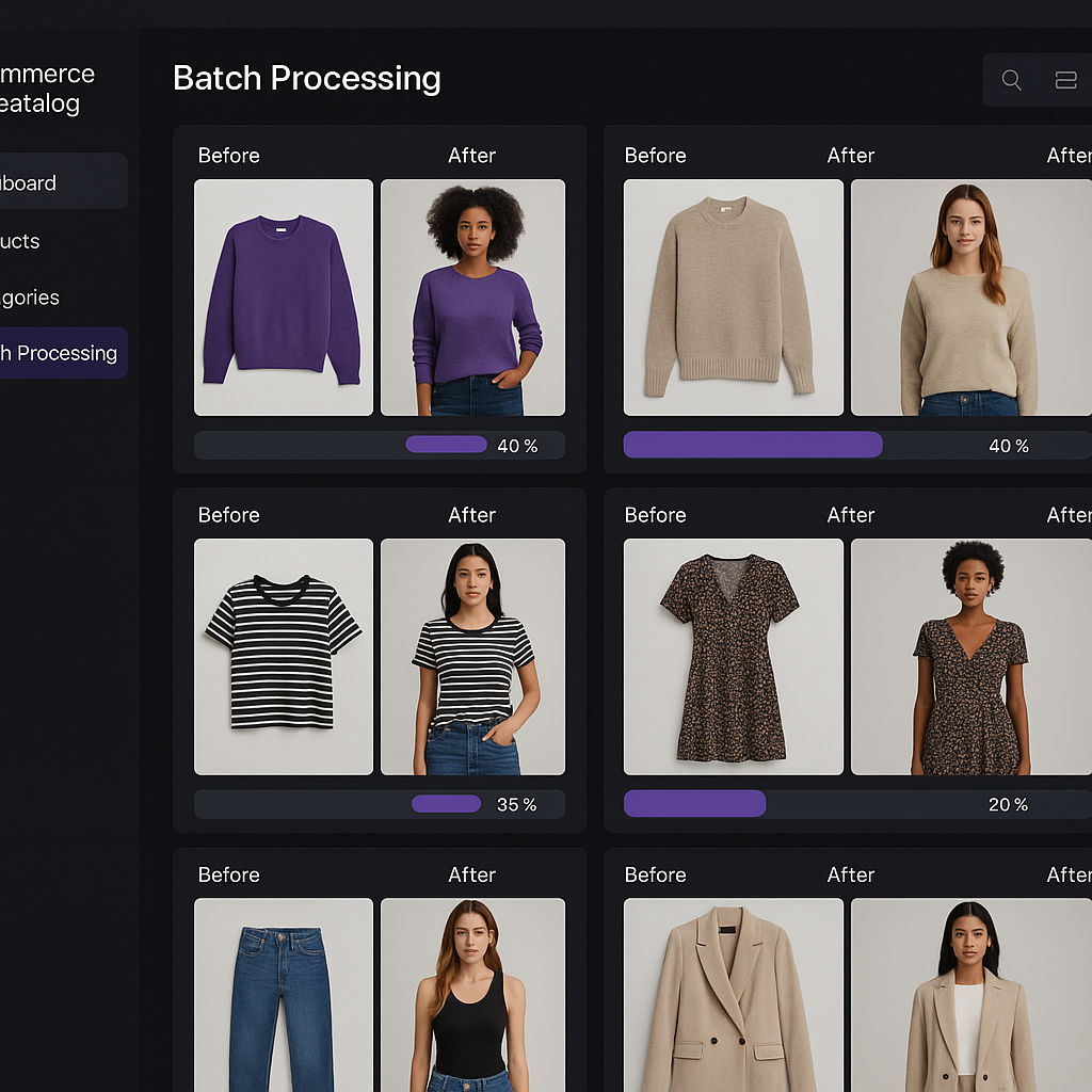 Scale flat lay to on-model content across your entire catalog